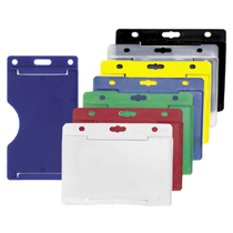 1840-3050 BRADY PEOPLE ID, HORIZONTAL MULTI-CARD HOLDER, CLEAR VINYL, HOLDS 1 ID CARD ON ONE SIDE AND UP TO 3 ID CARDS OR 6 BUSINESS CARDS ON THE BACK SIDE, SIDE LOAD SLOT AND CHAIN HOLES, 2 1/8" X 3 3/8", PACK